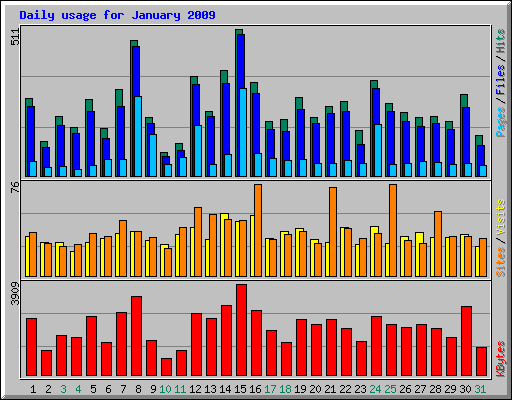 Daily usage for January 2009