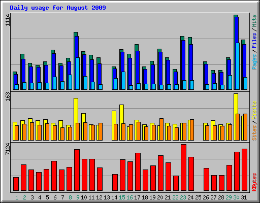 Daily usage for August 2009