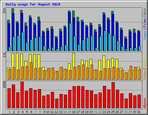 Daily usage for August 2010