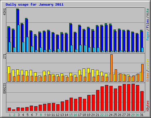 Daily usage for January 2011