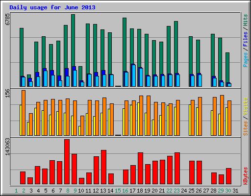 Daily usage for June 2013