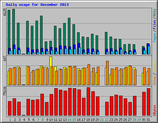 Daily usage for December 2013