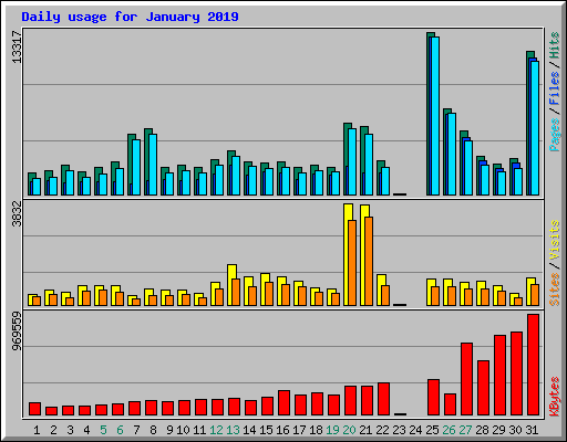 Daily usage for January 2019