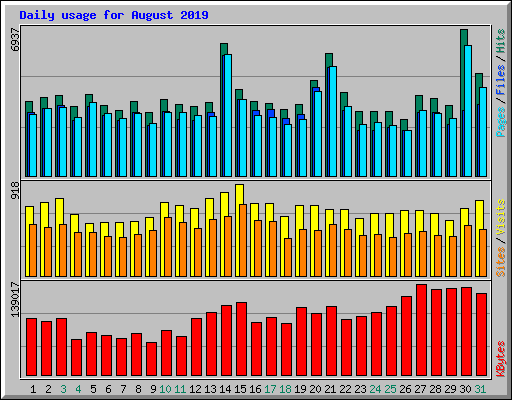 Daily usage for August 2019