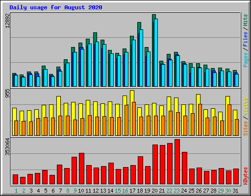 Daily usage for August 2020