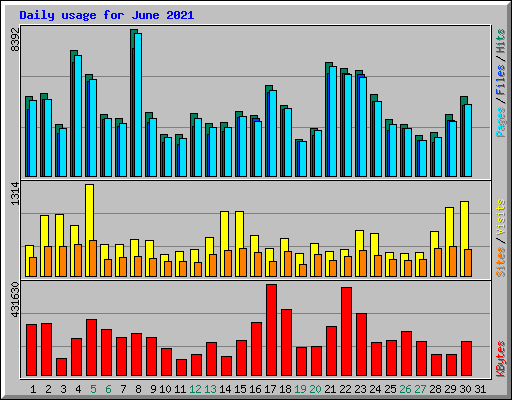 Daily usage for June 2021