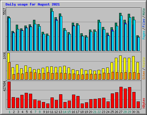 Daily usage for August 2021