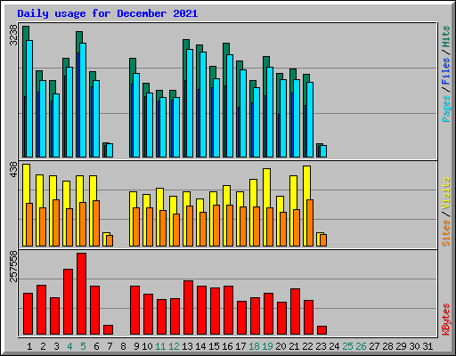Daily usage for December 2021