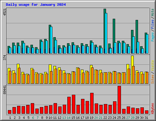 Daily usage for January 2024