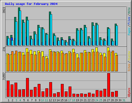 Daily usage for February 2024