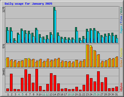 Daily usage for January 2025