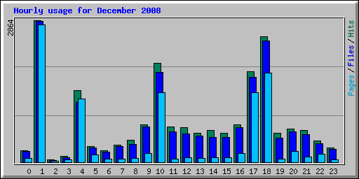 Hourly usage for December 2008