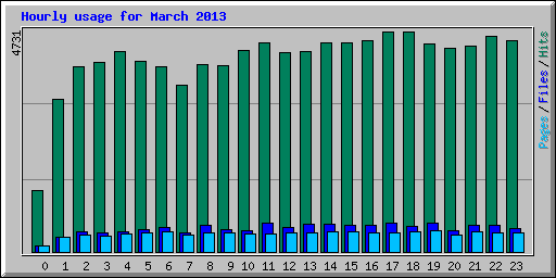 Hourly usage for March 2013