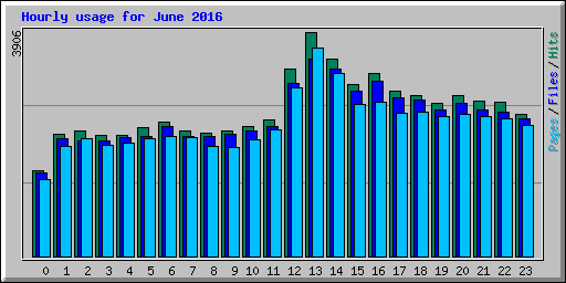 Hourly usage for June 2016