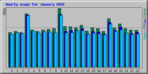 Hourly usage for January 2018