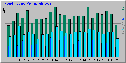 Hourly usage for March 2023